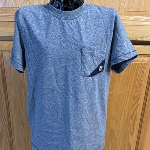 Boys 10-12 Gray Distortion Short Sleeve Tee With Chest Pocket T-Shirt Crew Neck